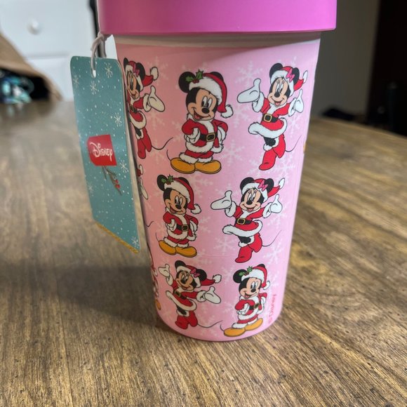 Disney Christmas Mickey and Minnie Mouse Bamboo Travel Mug, Pink, NWT - Picture 3 of 9